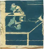 Neo Rauch, Das Bügeleisen, 1995, Öl über Bleistift und Farbkreide auf Papier, collagiert
