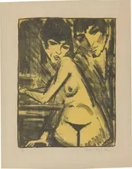 Paar am Tisch by Otto Mueller, 1922, Farblithografie auf Papier, sold Feb 2024