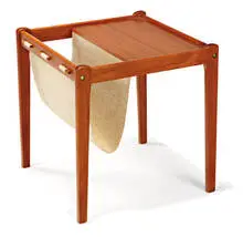 Bent Silberg, End table with magazine sling, 1960, Teak and canvas