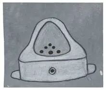Mike Bidlo, Fountain Drawing (Marcel Duchamp), c. 1990, Gouache and ink on paper