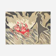 Car Crash by Richard Bosman, 1982, woodcut in colors, sold Feb 2021