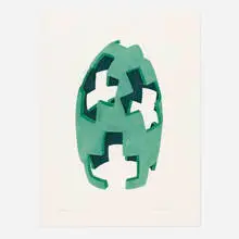 David Nash, Cross Cut Egg, 2004, pastel pochoir on paper