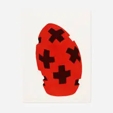 David Nash, Black Crossed Red Egg, 2003, pastel pochoir on paper