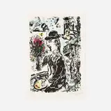 Le Peintre au Chapeau by Marc Chagall, 1983, lithograph in colors, sold Feb 2021