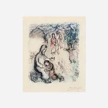 Jacob's Blessing by Marc Chagall, 1979, lithograph in colors on japon nacré paper, sold Feb 2021