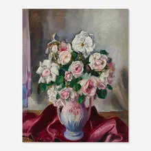 Still Life with Roses by Martha Walter, oil on board, offered Jul 2023