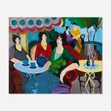 Itzchak Tarkay, Morning Tea, hand-embellished screenprint on canvas