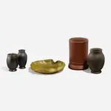 Collection of five works by Alexander W. Robertson and Roblin Pottery, 1889-1908, glazed, bisque, and slip-glazed earthenware, offered Mar 2023