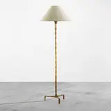 Maison Baguès, floor lamp, c. 1940, gilt brass, linen
