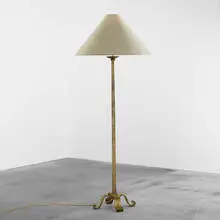 Ramsay, floor lamp, c. 1940, gilt iron, linen