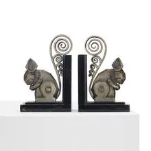 Art Déco, bookends, pair, c. 1920, cast and wrought iron