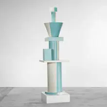 Clair de Lune totem by Ettore Sottsass, 1988, glazed ceramic, laminate, sold Apr 2011