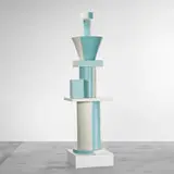 Clair de Lune totem by Ettore Sottsass, 1988, glazed ceramic, laminate, sold Apr 2011