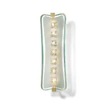 Max Ingrand, sconce, model 1568, c. 1956, etched and hand-chiseled crystal, brass, chrome-plated aluminum