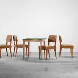 Jacques Quinet, game table and set of four chairs
