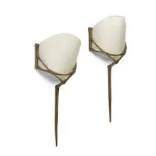 Félix Agostini, sconces, pair, c. 1960, cast bronze, parchment