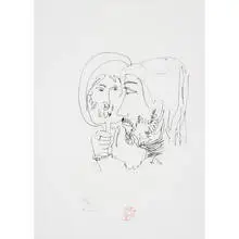 John Lennon, self portrait, lithograph on paper