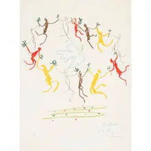 La Ronde by Pablo Picasso, 1961, offset color lithograph, sold Feb 2011