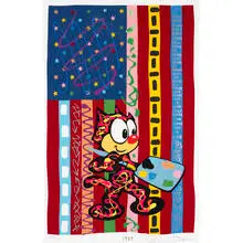 Ronnie Cutrone, Felix and Flag, 1989, lithograph and screenprint on paper