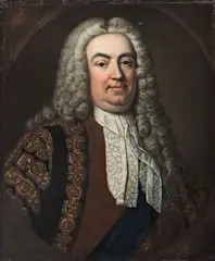 Portrait of Sir Robert Walpole, half-length, in his Chancellor's robes by Jean-Baptiste van Loo, oil on canvas, sold Mar 2023