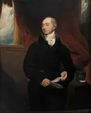 Thomas Lawrence, Portrait of Lord Canning, three-quarter-length, standing before a red curtain, oil on canvas