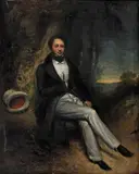 George Chinnery Rha, Man seated at the base of a tree, oil on canvas
