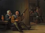 Flemish School, Peasants merrymaking in an interior, oil on panel