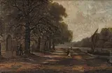John B. McIntyre, Autumnal afternoon, possibly Twickenham, oil on canvas