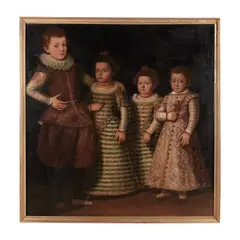 fin XVIe siècle Ecole espagnole, Portrait de quatre enfants, oil on canvas