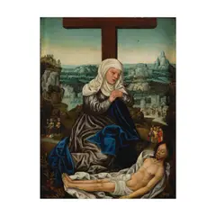 Ecole de Bruxelles, La déploration sur le Christ mort, oil on panel