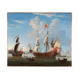 Ecole hollandaise XVIIe siècle, Bateaux sur une mer calme, oil on canvas