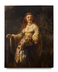 Atelier de Rembrandt Harmensz. van Rijn, Portrait de Saskia van Uylenburgh, trois-quart, en Flora, oil on canvas