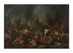 Suiveur d'Alessandro Magnasco, Hommage à Neptune, oil on canvas