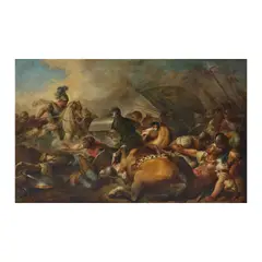 dit Carle van Loo Cercle de Charles-André, Scène de bataille, probablement Alexandre et Porus, oil on canvas