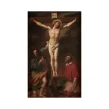 Crucifixion avec Saint Roch et Saint Charles Borromée by dèbut XVIIIe siècle Ecole bolonaise, oil on paper laid down on canvas, sold Apr 2023