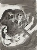 Marc Chagall, Prophétie d’Abdias“ (Die Prophezeiung Obadjas vom Gericht über Edom), 1956, Tuschfeder und -pinsel und Bleistift auf Velin