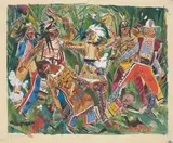 Rudolf Schlichter, Wild-West (,Indianerspiel'), 1916, Aquarell und Gouache über Bleistift auf Papier