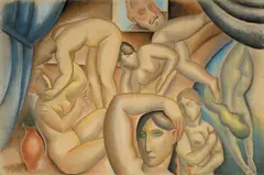 Edgar Scauflaire, Le Voyeur, 1926, Pastell auf gelblichem Papier