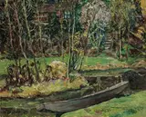 Heinrich Vogeler, Barkenhoff-Insel mit Boot