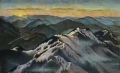 Emil Orlík, Sonnenaufgang vom Wendelstein, 1917, Öl auf Leinwand