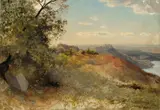 Albert Venus, Blick zum Castel Gandolfo, 1869, Öl auf Leinwand. Doubliert