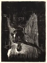 Sitzender Mann by Georg Baselitz, 1977, Linolschnitt auf Papier, sold Nov 2013