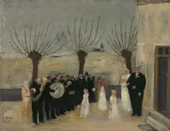Albert Ebert, Silberhochzeit I, 1955, Öl auf Holz