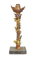 Dora De Larios, Noah's Ark, Impressive totem comprised of glazed ceramic animals
