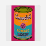 Soup Can for Banner by Andy Warhol, 1968, screenprint in colors, sold Feb 2021