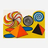 Untitled (Pinwheels and Pyramids) by Alexander Calder, c. 1970, lithograph in colors, sold Feb 2021