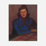 Gershon Benjamin, Portrait of a Woman, pastel on black paper