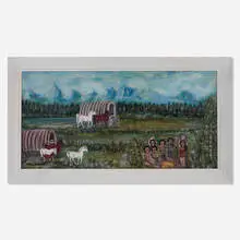Roman Golla, Gypsy Camp, oil on canvas