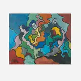 Gaston Chaissac, Two Figures in Abstract Space, 1961, oil on canvas