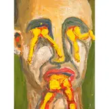 Portrait with Yellow by George Condo, 1983, oil on canvas board, sold Feb 2011